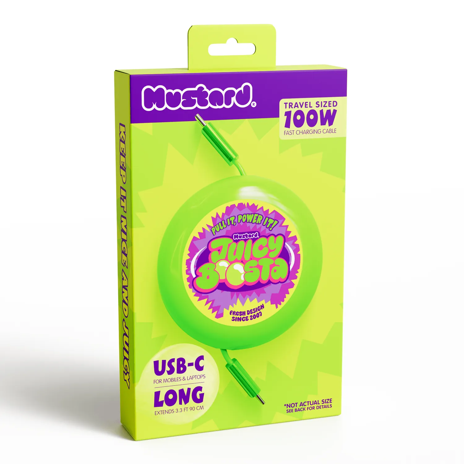 Mustard Juicy Boosta USB-C laddkabel indragbar