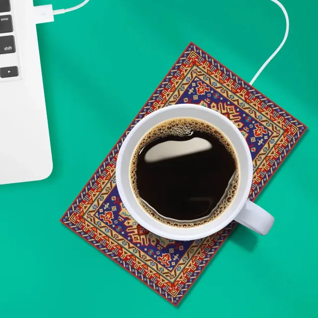 Mustard Persian Rug muggvärmare USB matta