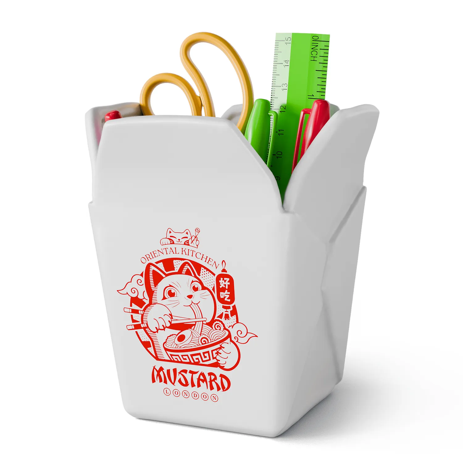 Mustard Takeaway pennställ keramik box