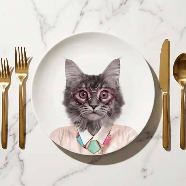 Mustard Wild Dining Courtney tallrik katt keramik