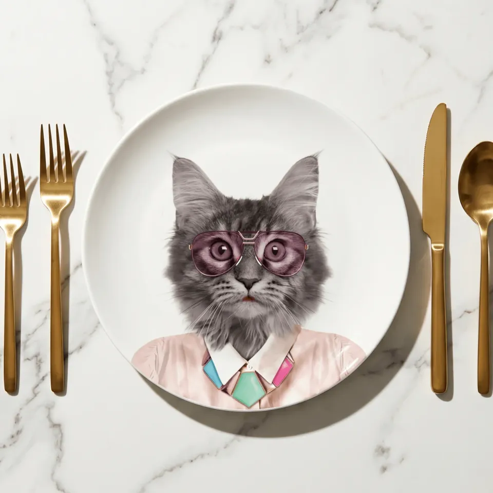 Mustard Wild Dining Courtney tallrik katt keramik