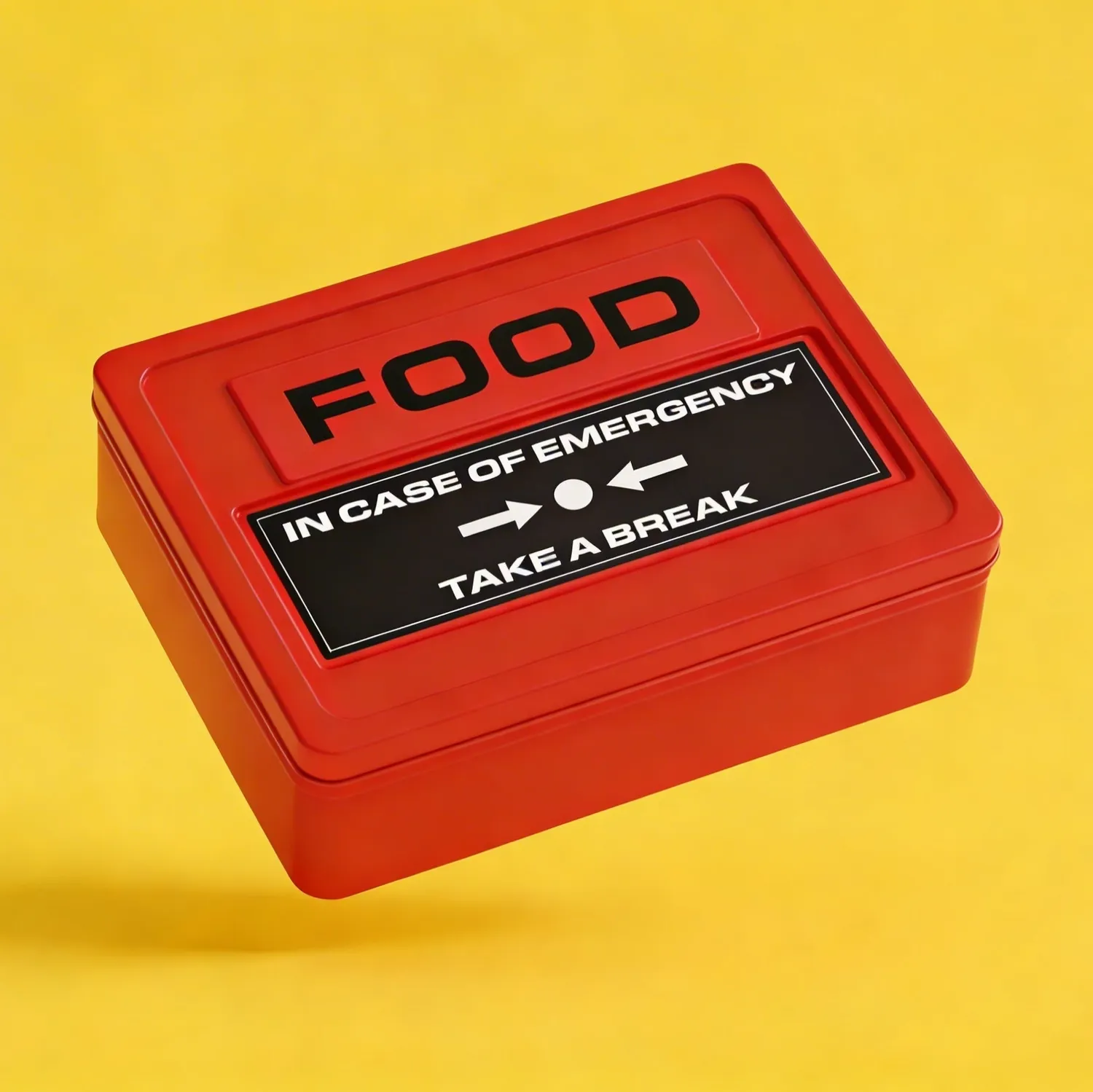 Mustard Emergency Snack Box plåtburk röd