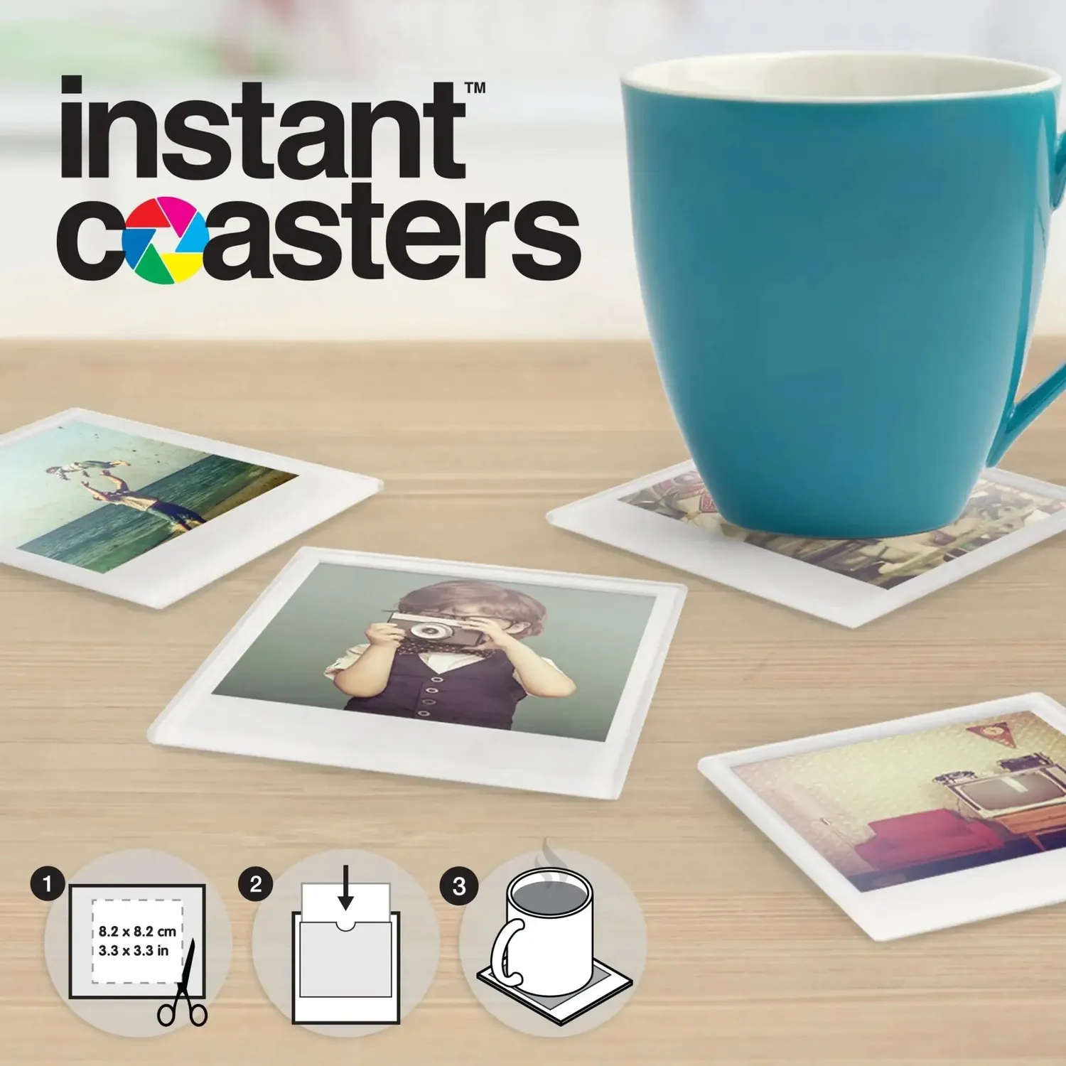 Mustard Instant Coaster glasunderlägg polaroid
