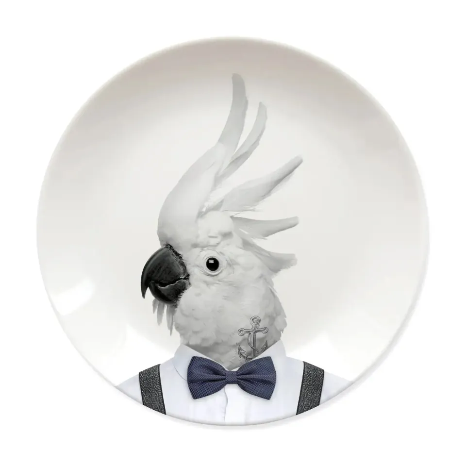 Mustard Colin Cockatoo tallrik keramik kakadua