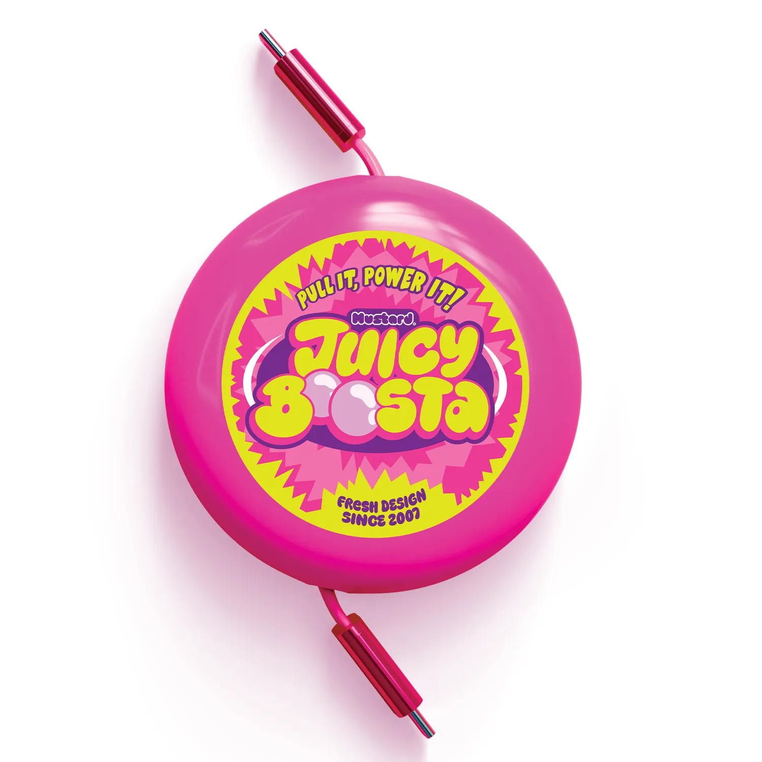 Mustard Juicy Boosta USB-C laddkabel utdragbar tuggummi