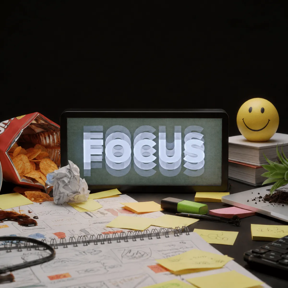 Mustard Focus Box ljusskylt focus