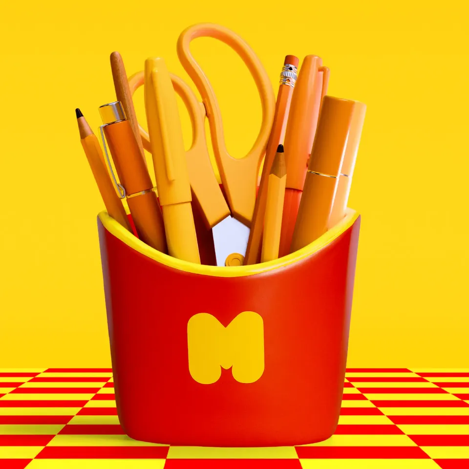 Mustard Fries N Scribes pennburk keramik pommes