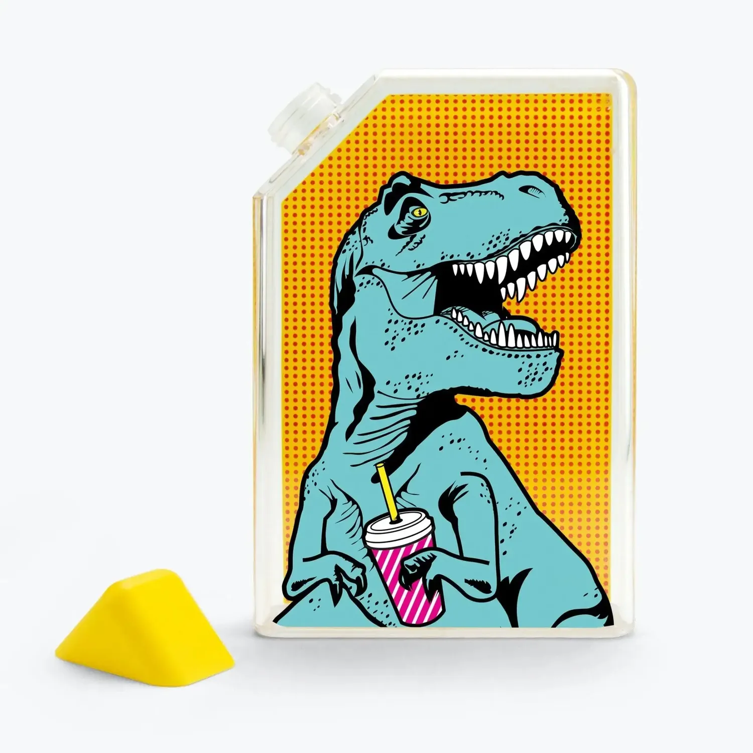 Mustard T-Rex vattenflaska rektangulär