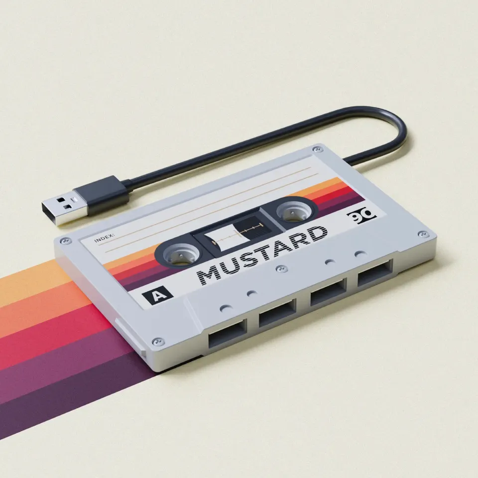 Mustard Cassette Hub USB-hubb 4-port kassett