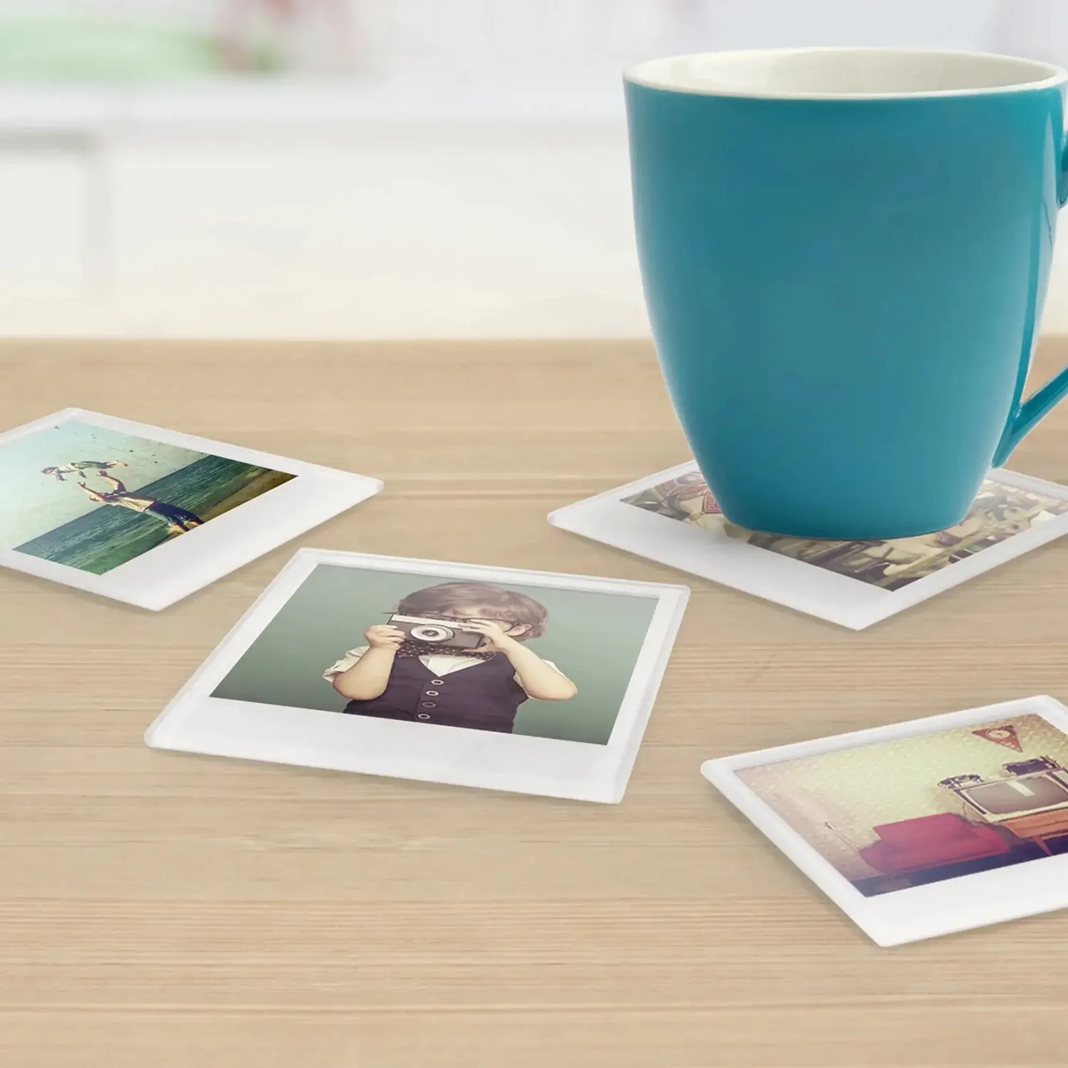 Mustard Instant Coaster glasunderlägg polaroid