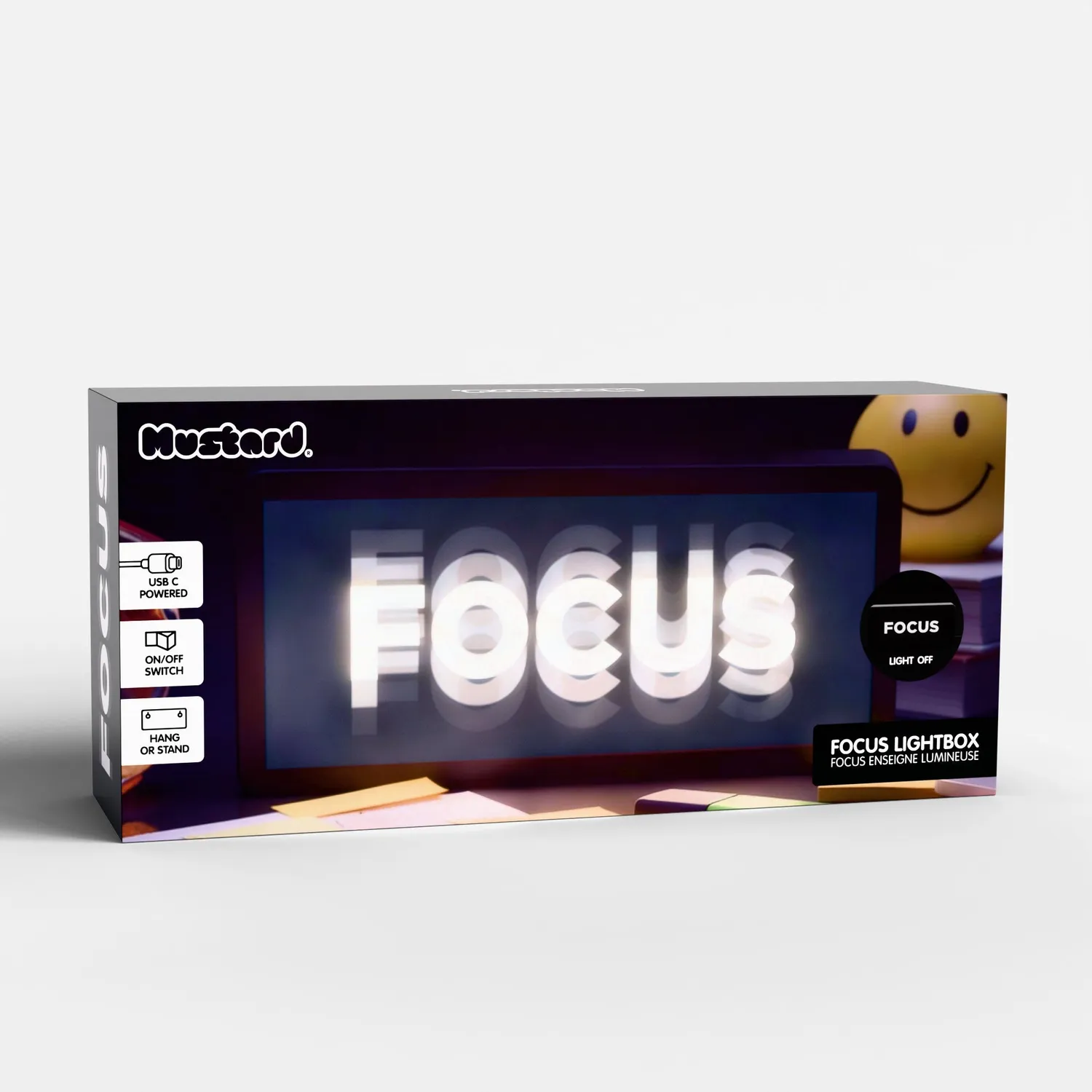 Mustard Focus Box ljusskylt focus