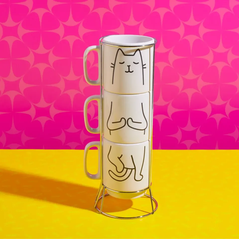 Mustard Cat Yoga muggset kattyoga stapelbart
