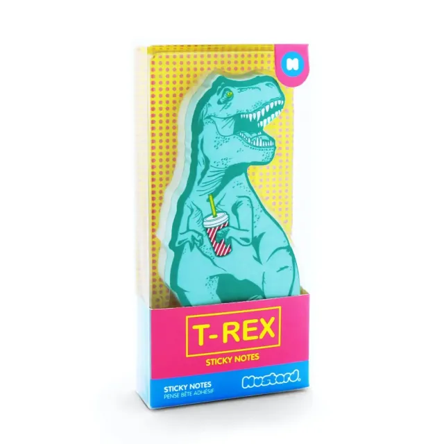 Mustard T-Rex klisterlappar dinosaurieformade