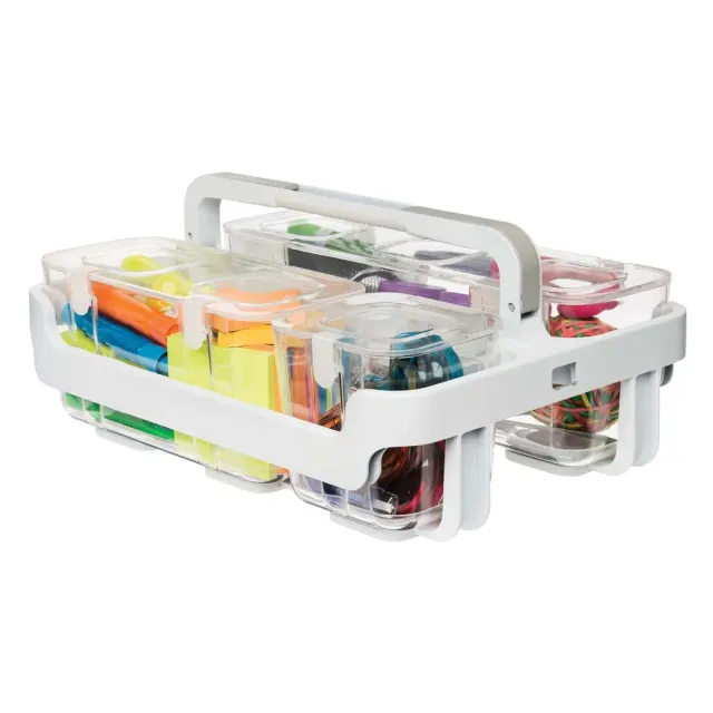 Deflecto Stackable Caddy Organizer förvaringsbox 3-fack stapelbar