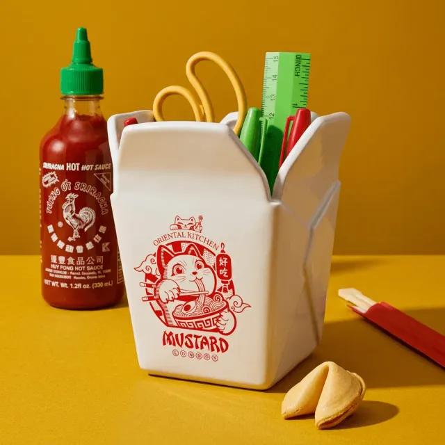 Mustard Takeaway pennställ keramik box