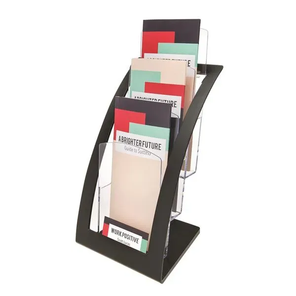 Deflecto Contemporary broschyrställ 3-fack bord metallook