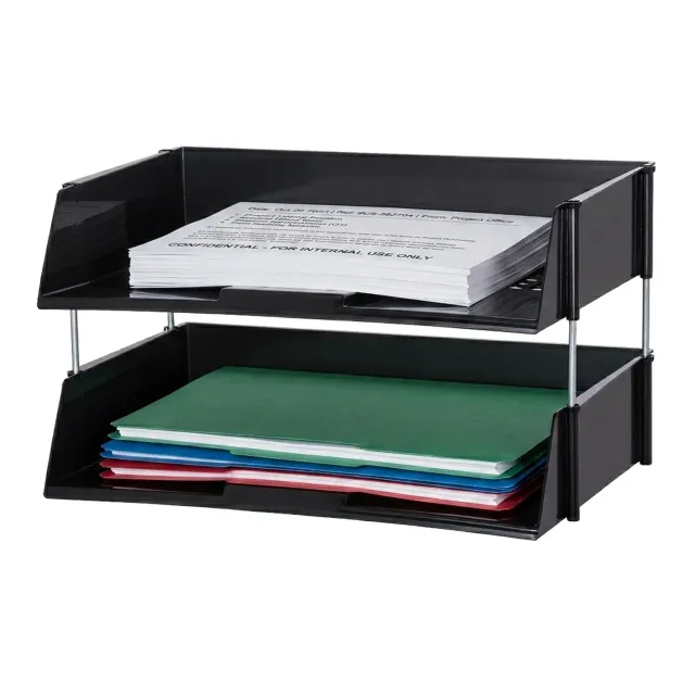 Deflecto Industrial Tray Side-Load brevställ 2-pack svart