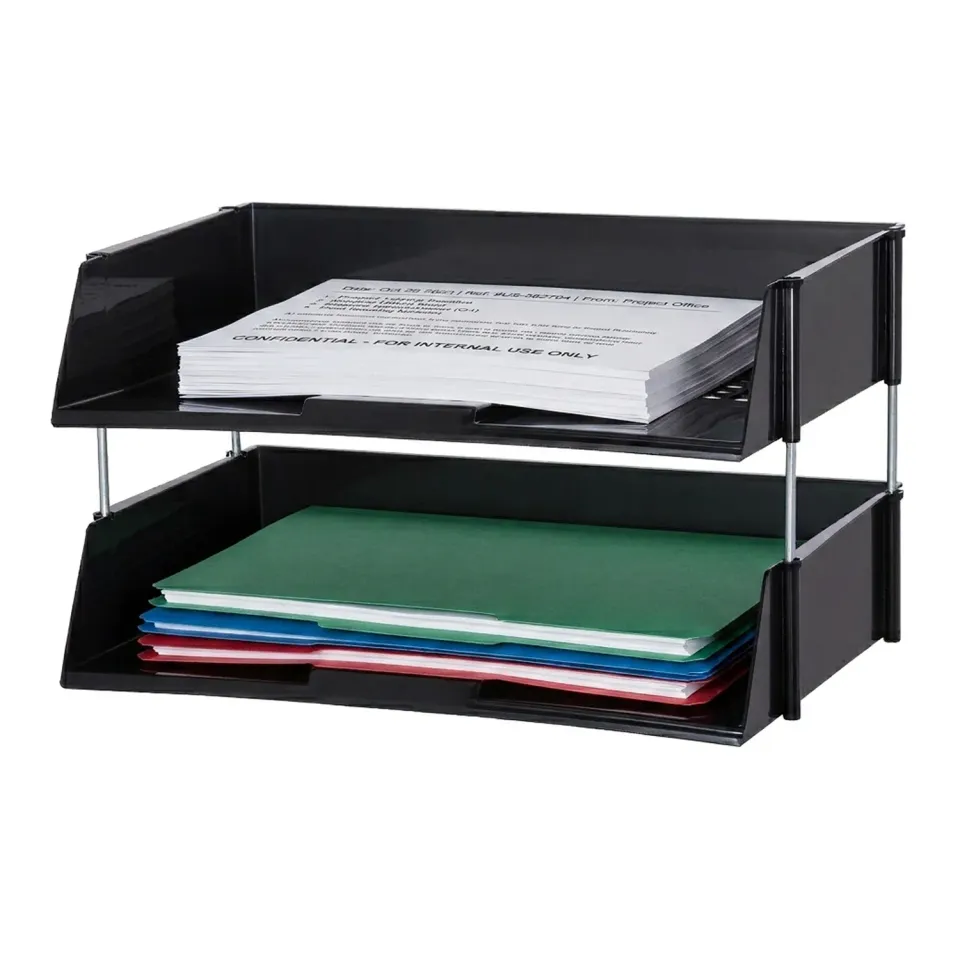 Deflecto Industrial Tray Side-Load brevställ 2-pack svart