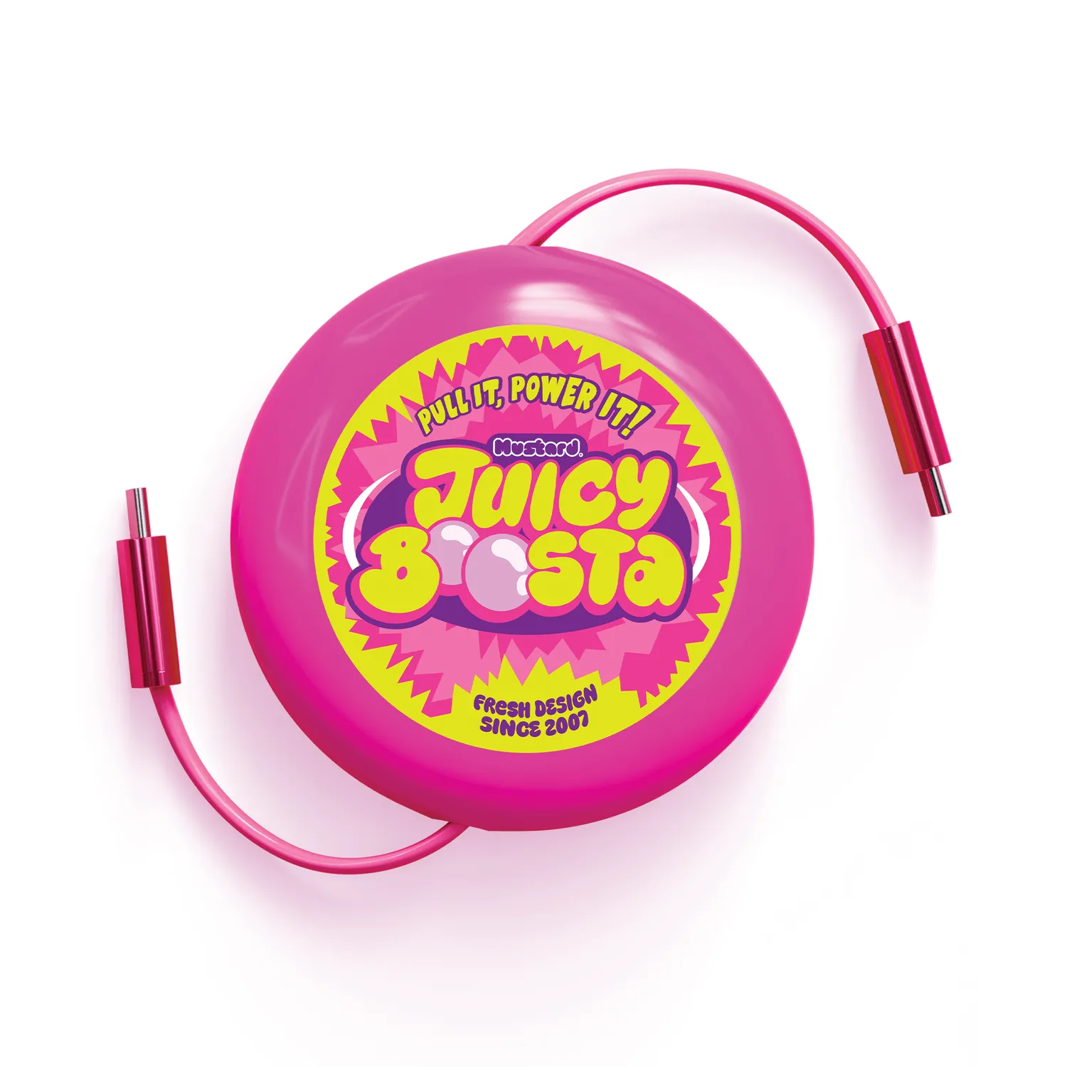 Mustard Juicy Boosta USB-C laddkabel utdragbar tuggummi
