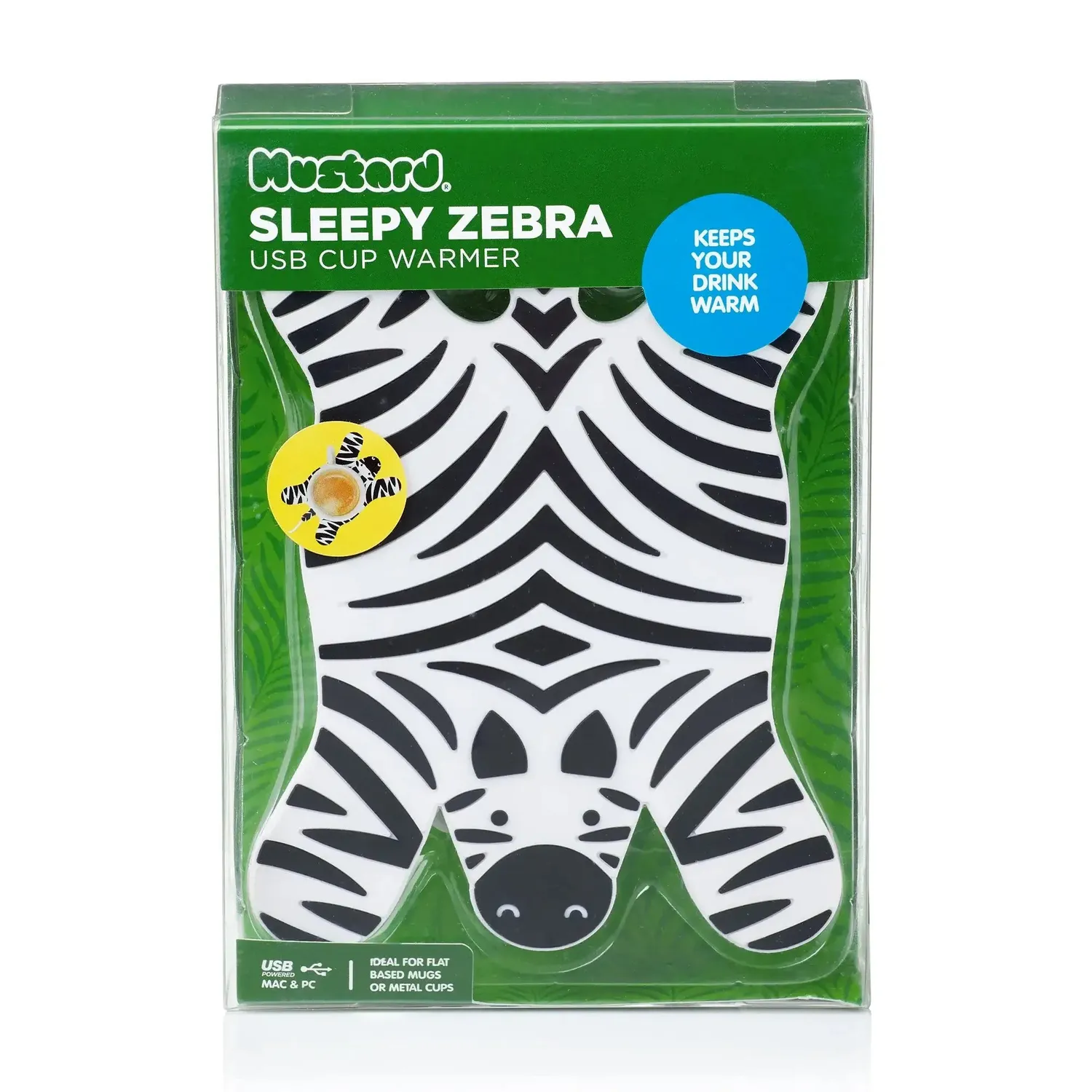 Mustard Sleepy Zebra muggvärmare USB zebramotiv