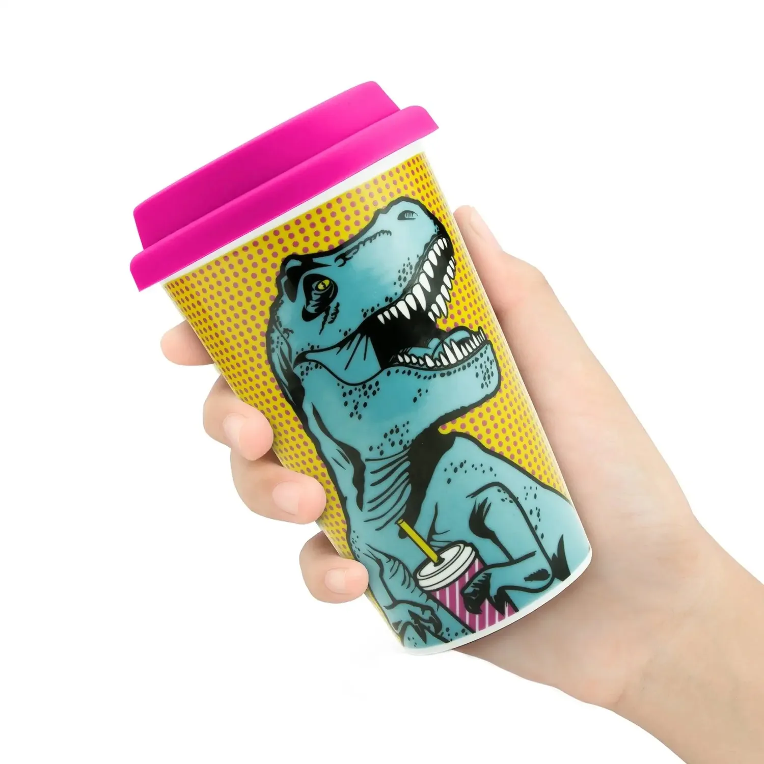 Mustard T-Rex Dino resemugg dubbelväggig