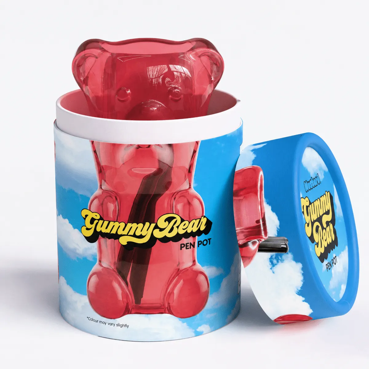 Mustard Gummy Bear pennställ röd gummibjörn