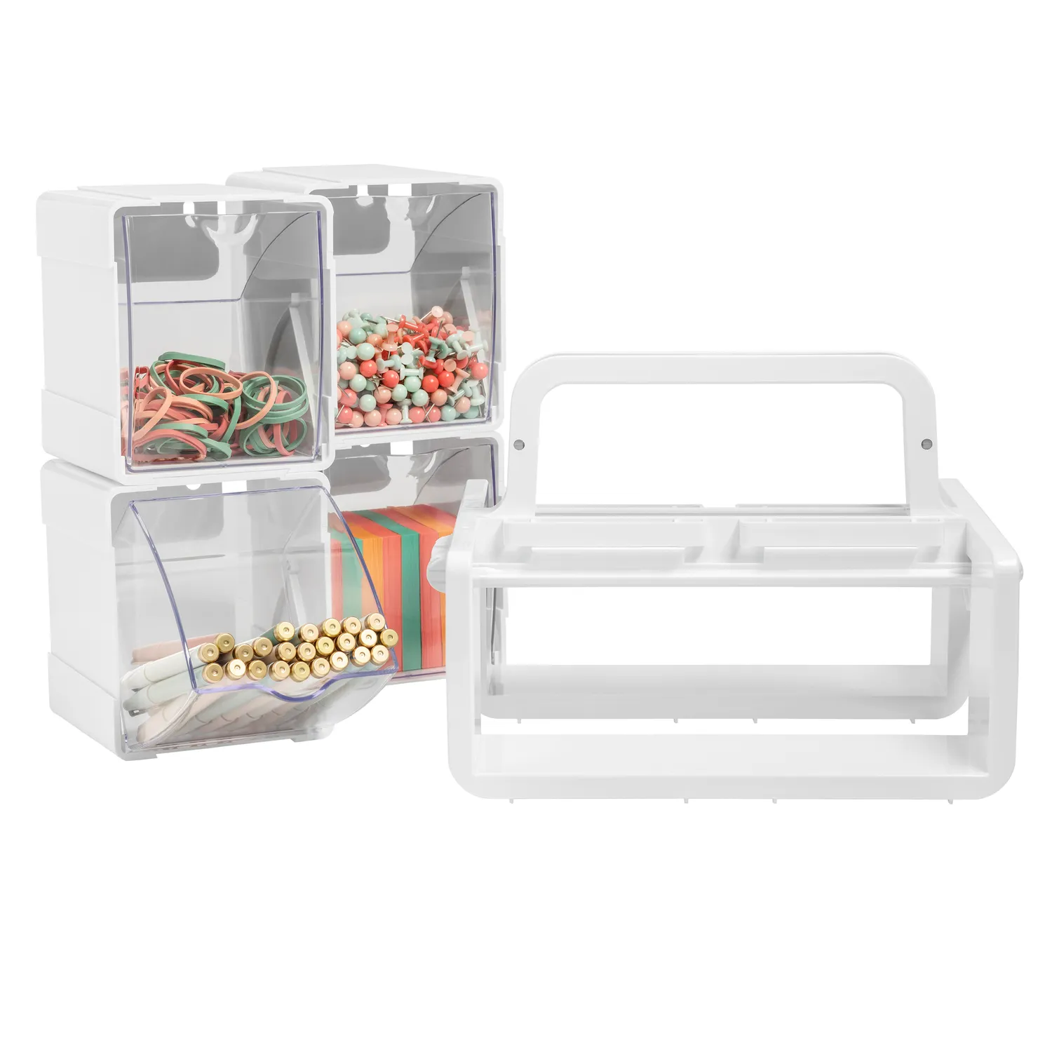 Deflecto Tilt Bin Single Stackable förvaringsbox 4 fack tiltbar