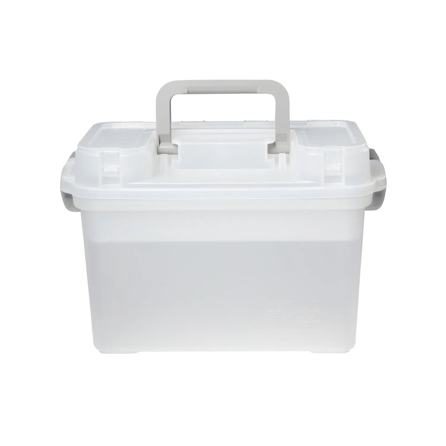Deflecto Multi-Compartment förvaringsbox transparent med lyftfack