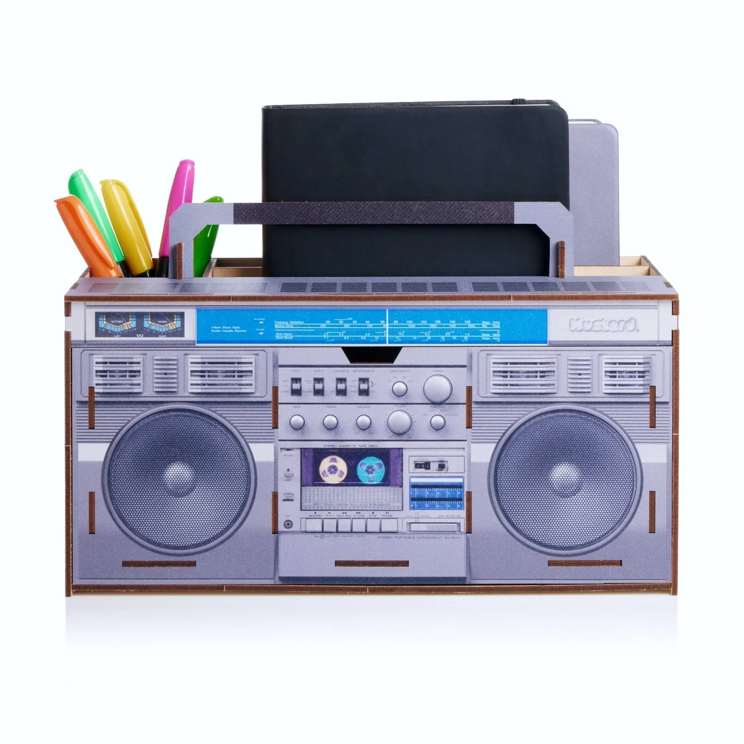 Mustard Boombox skrivbordsorganisatör retro MDF