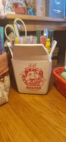 Mustard Takeaway pennställ keramik box