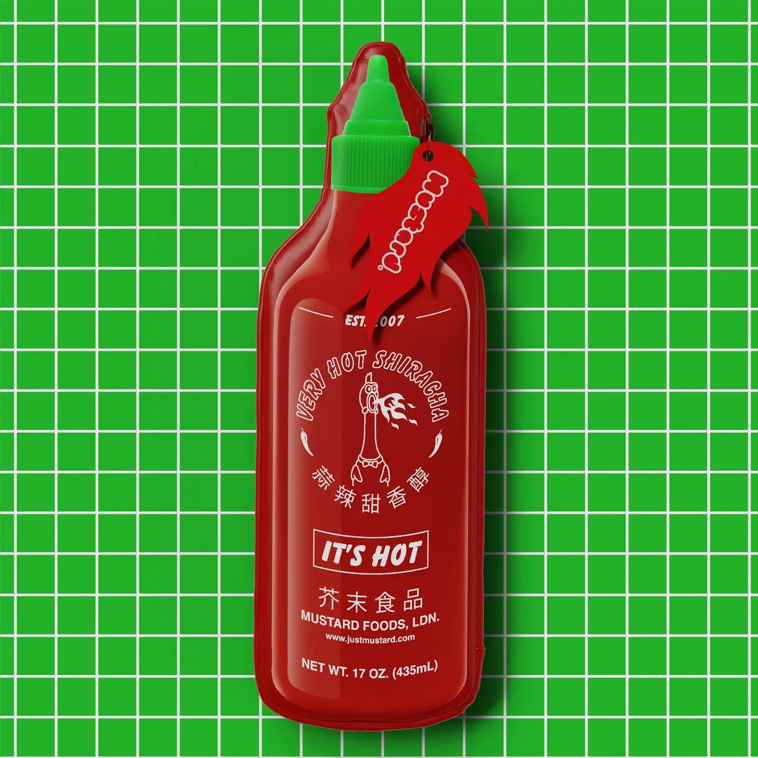 Mustard Sriracha pennfodral flaska med dragkedja