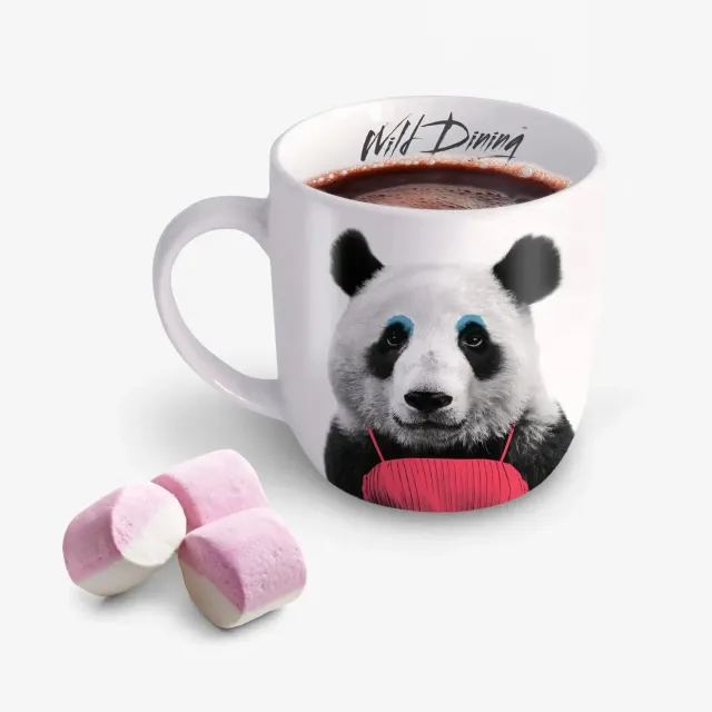 Mustard Patricia Panda mugg keramik pandamotiv