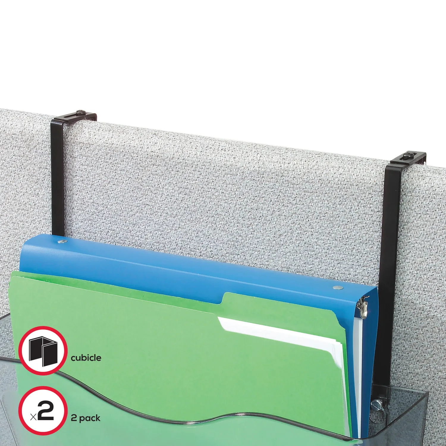 Deflecto Metal Partition skiljeväggsfäste svart metall 2-pack