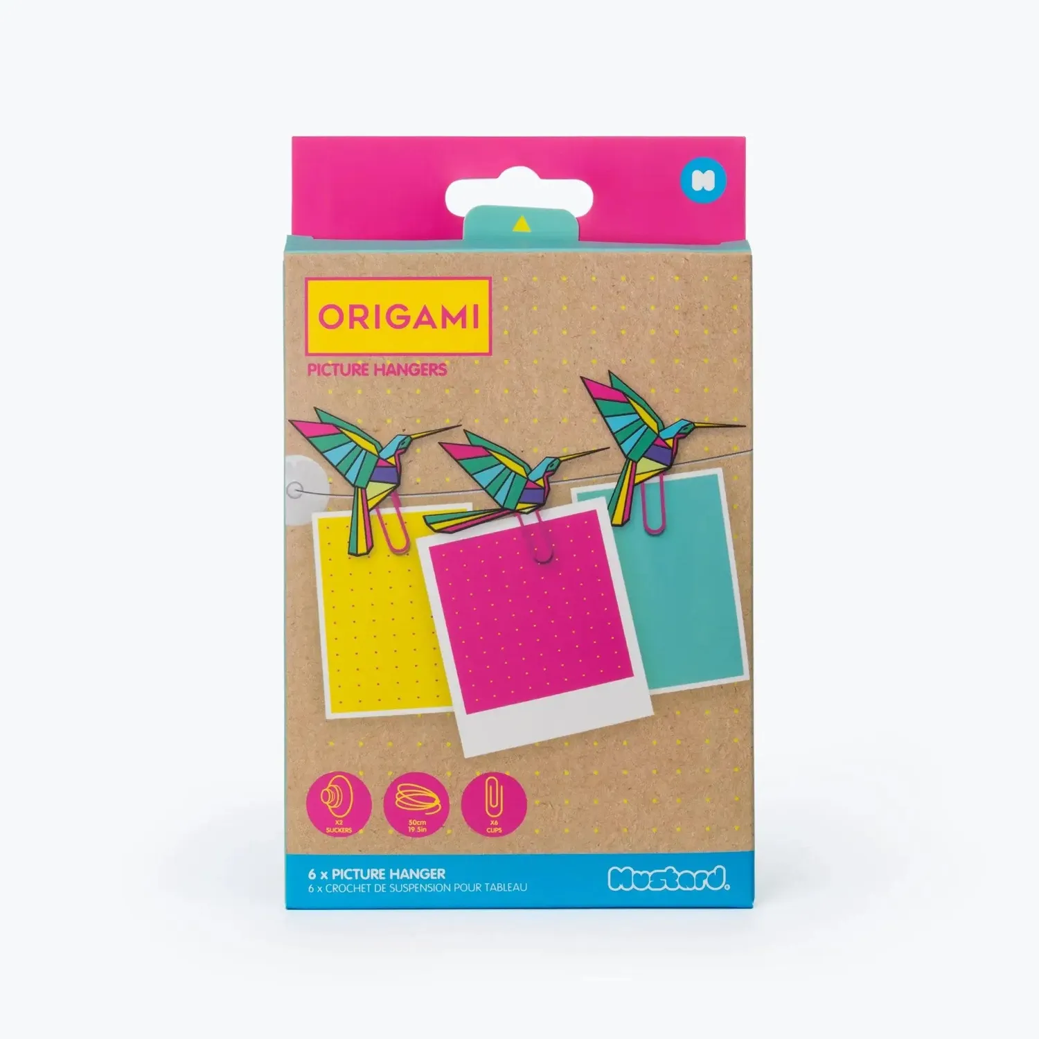 Mustard Origami fotoklämmor 6-pack med snöre