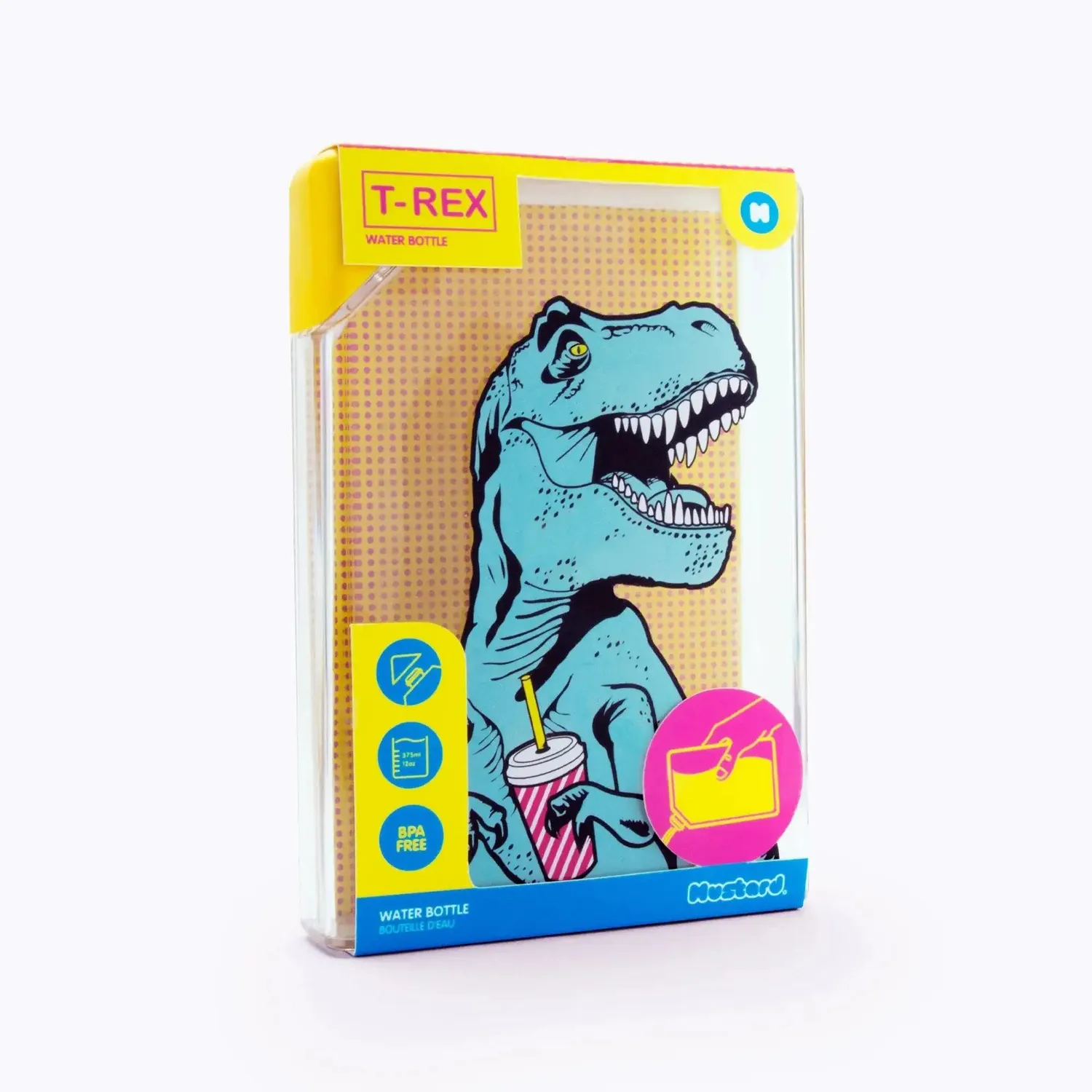 Mustard T-Rex vattenflaska rektangulär