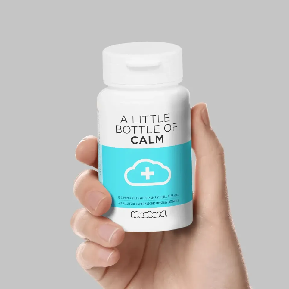 Mustard Bottle Of Calm present lugnpiller