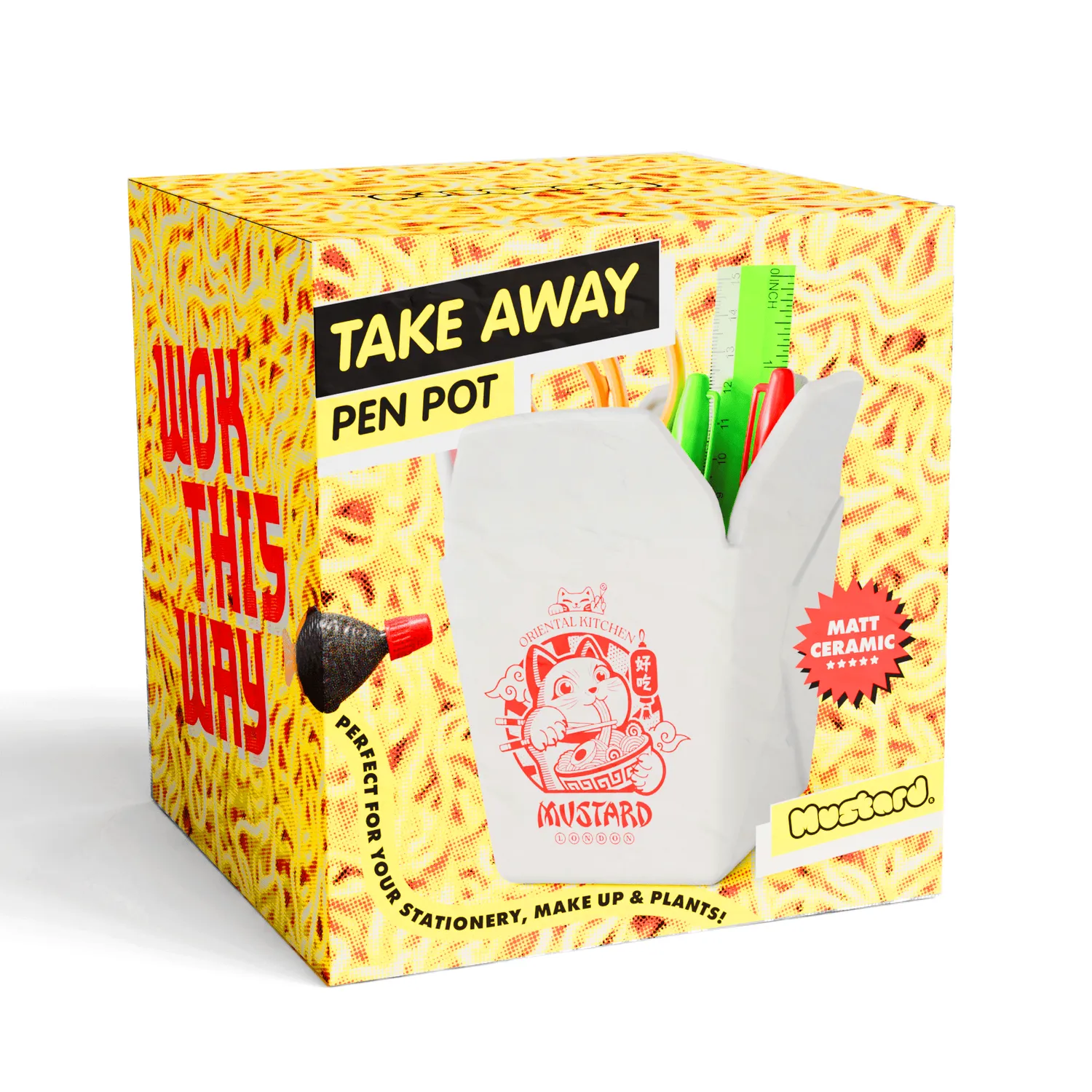 Mustard Takeaway pennställ keramik box