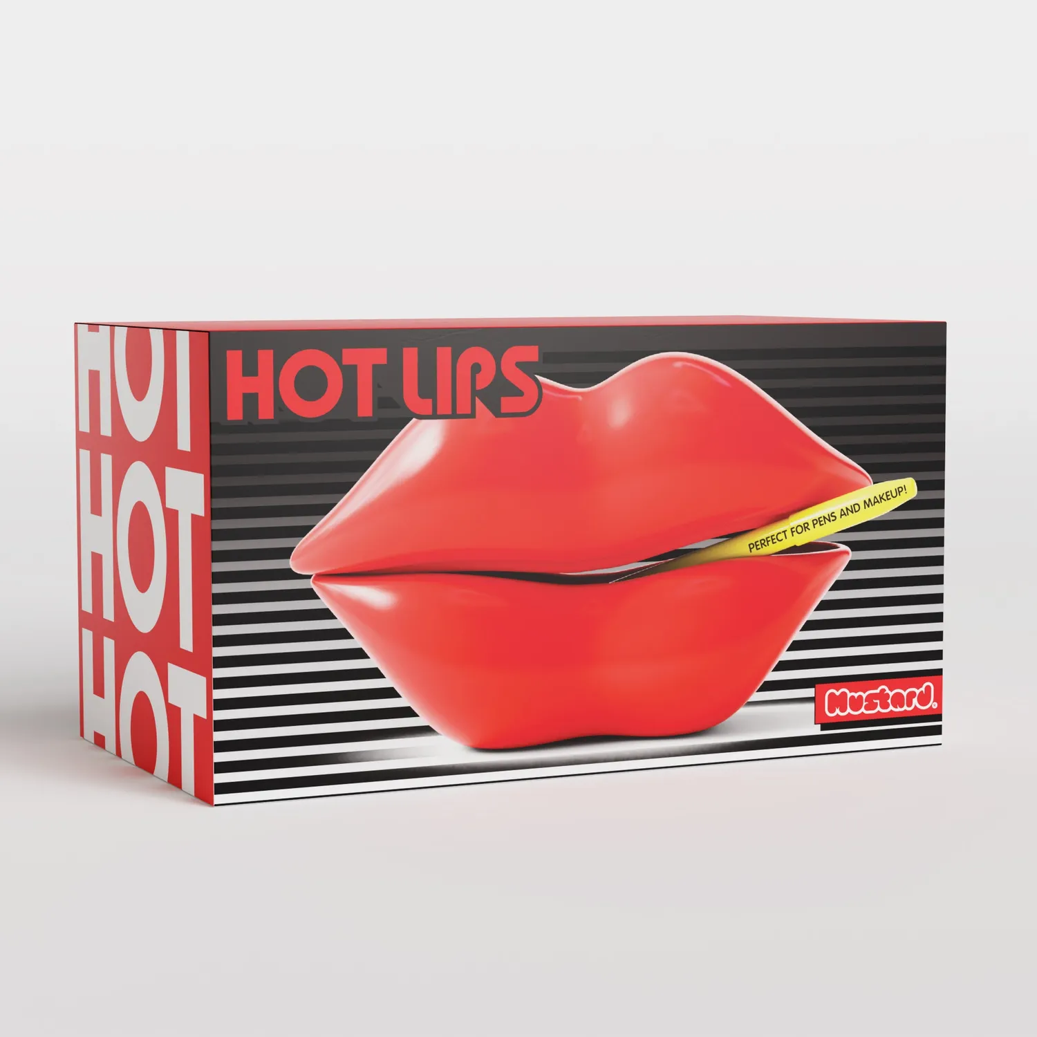 Mustard Hot Lips pennställ keramik röda läppar