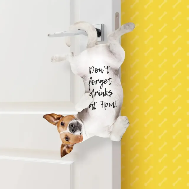 Mustard Dog hängande sticky notes hund