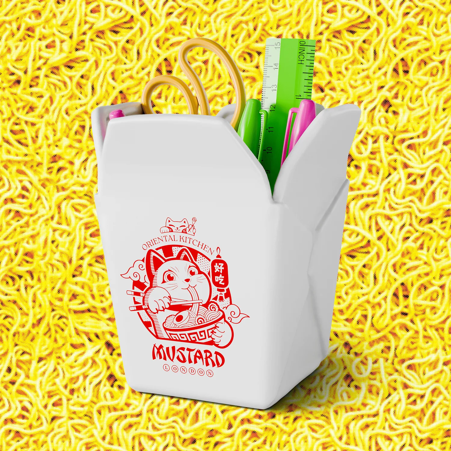 Mustard Takeaway pennställ keramik box