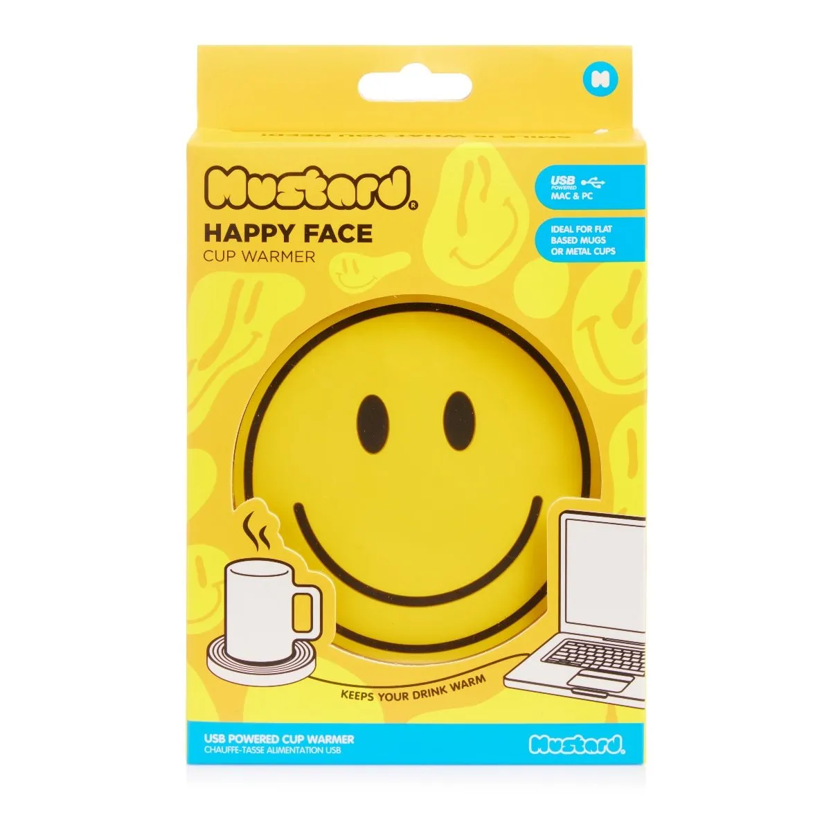Mustard Happy Face muggvärmare USB smiley