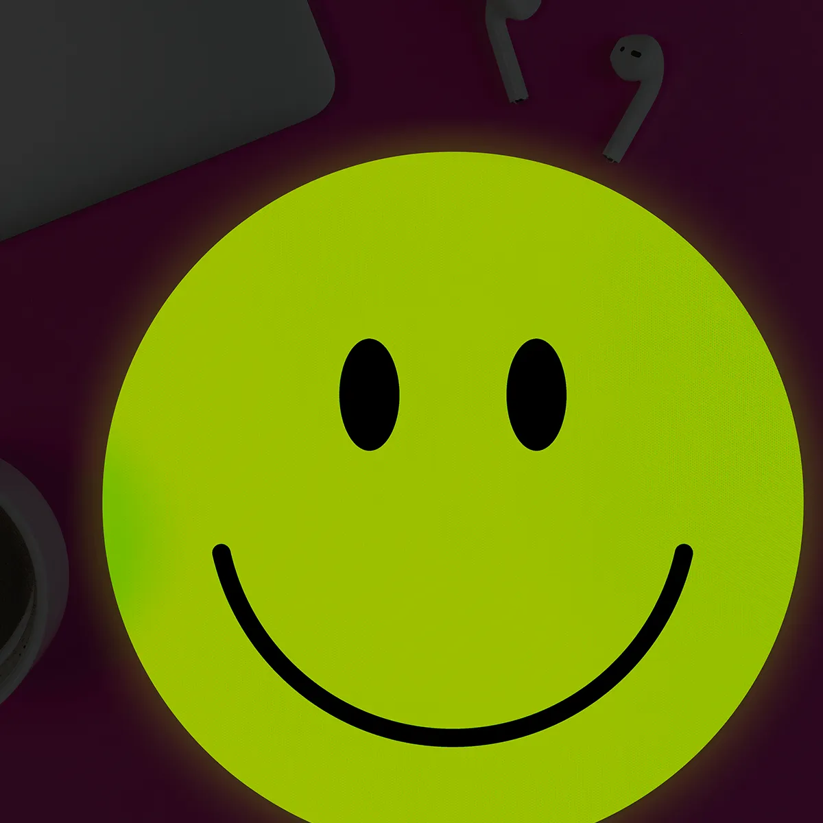 Mustard Happy Face musmatta självlysande