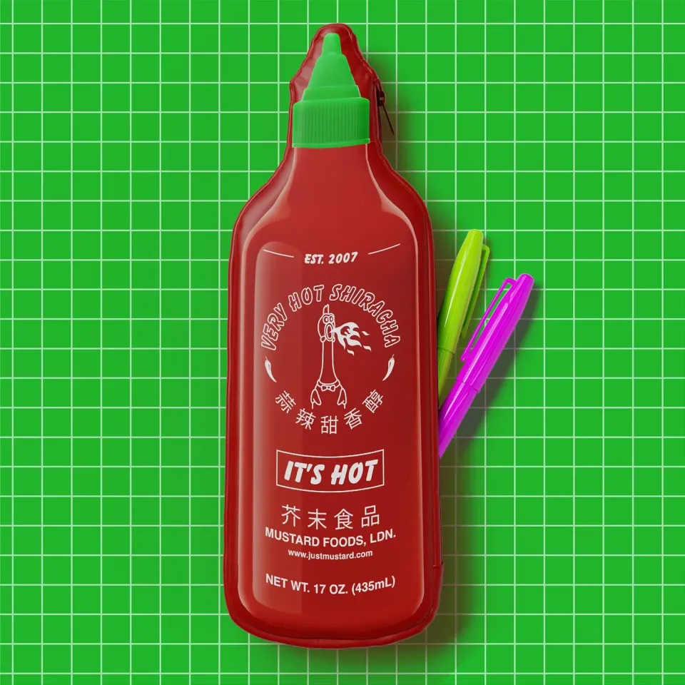 Mustard Sriracha pennfodral flaska med dragkedja