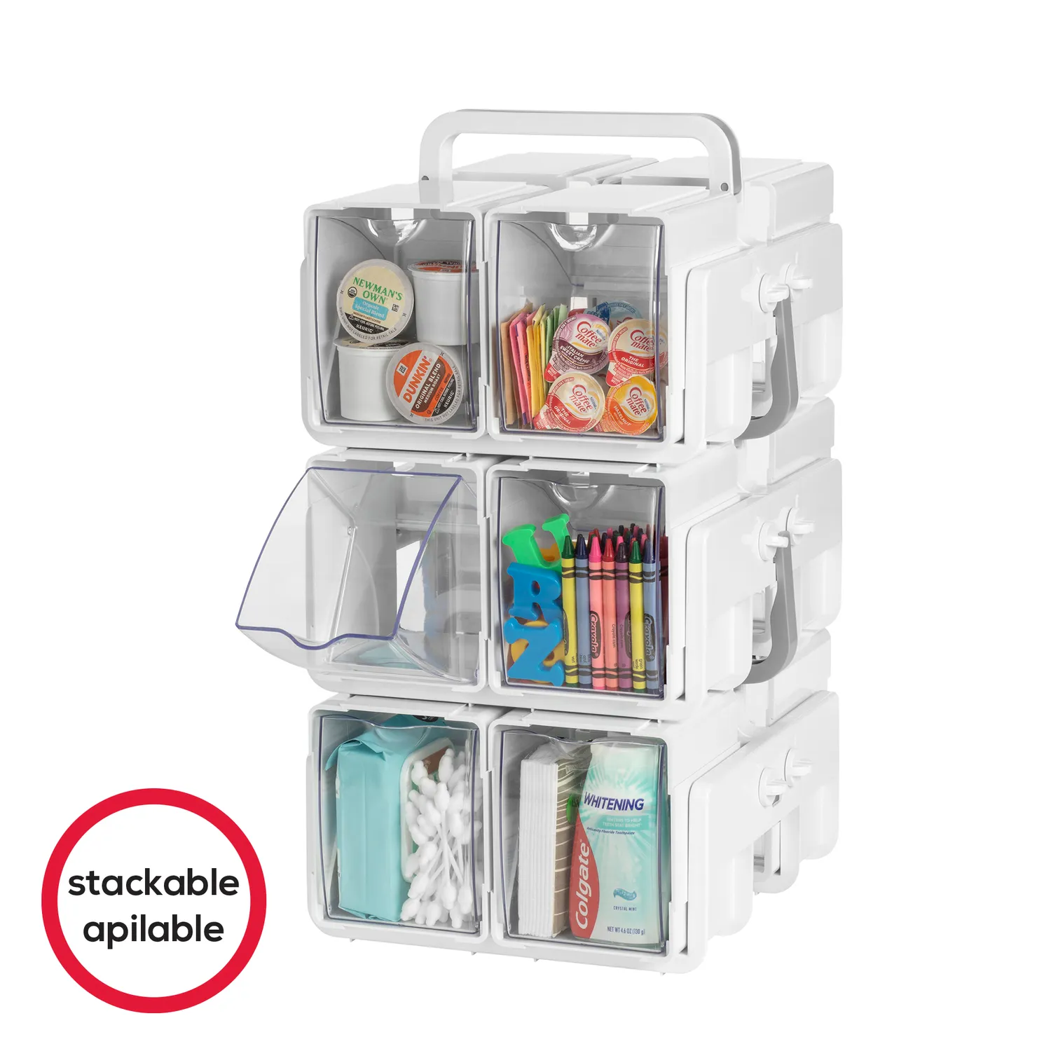Deflecto Tilt Bin Single Stackable förvaringsbox 4 fack tiltbar