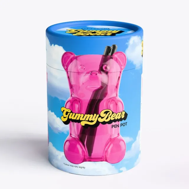 Mustard Gummy Bear pennhållare rosa gummibjörn