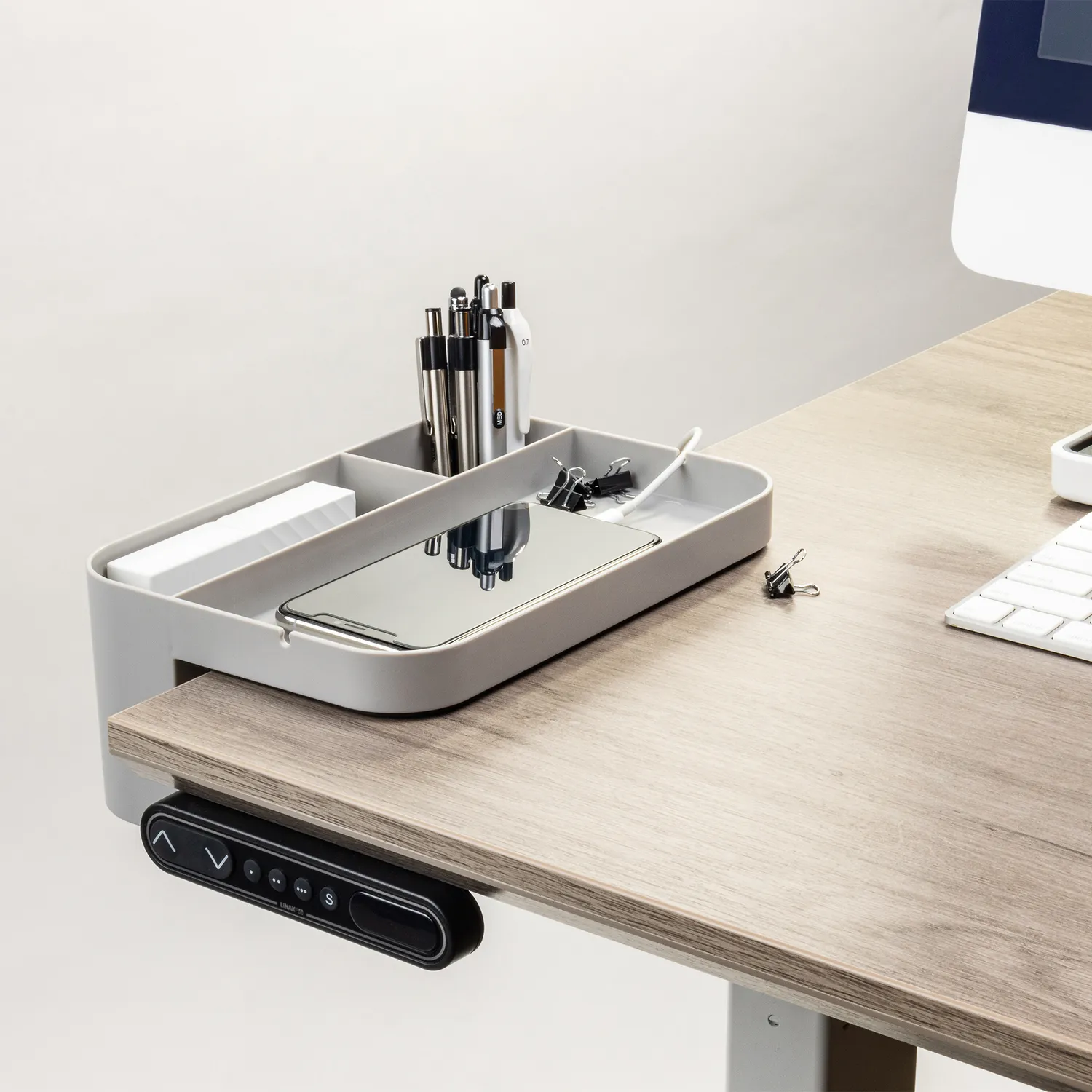 Deflecto Standing Desk skrivbordsorganisatör large klämfäste