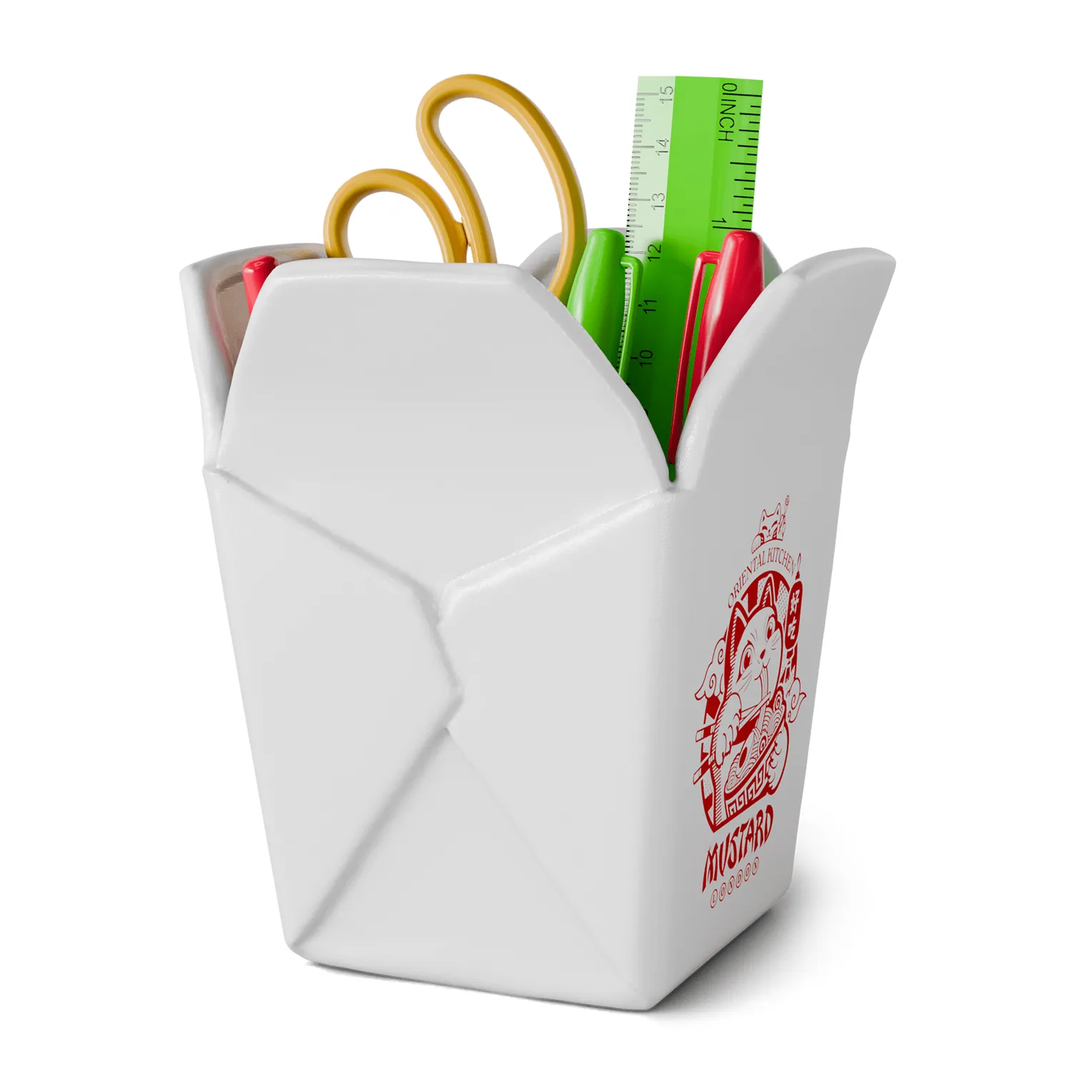 Mustard Takeaway pennställ keramik box