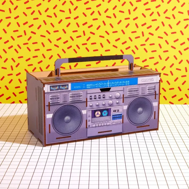 Mustard Boombox skrivbordsorganisatör retro MDF