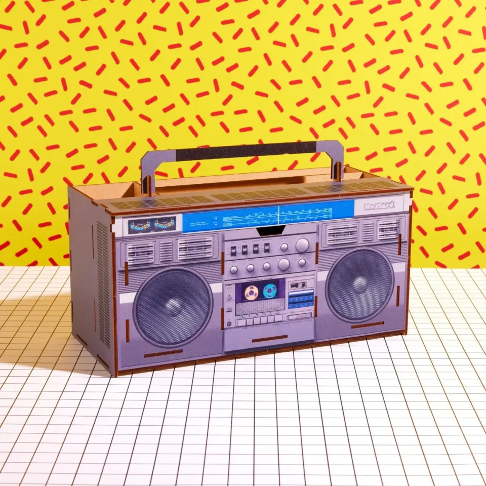 Mustard Boombox skrivbordsorganisatör retro MDF
