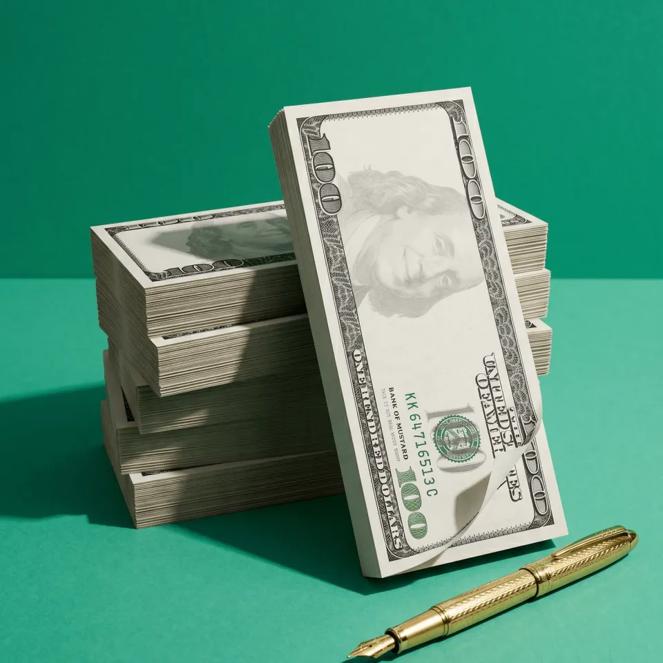 Mustard Cash sticky notes dollarsedlar